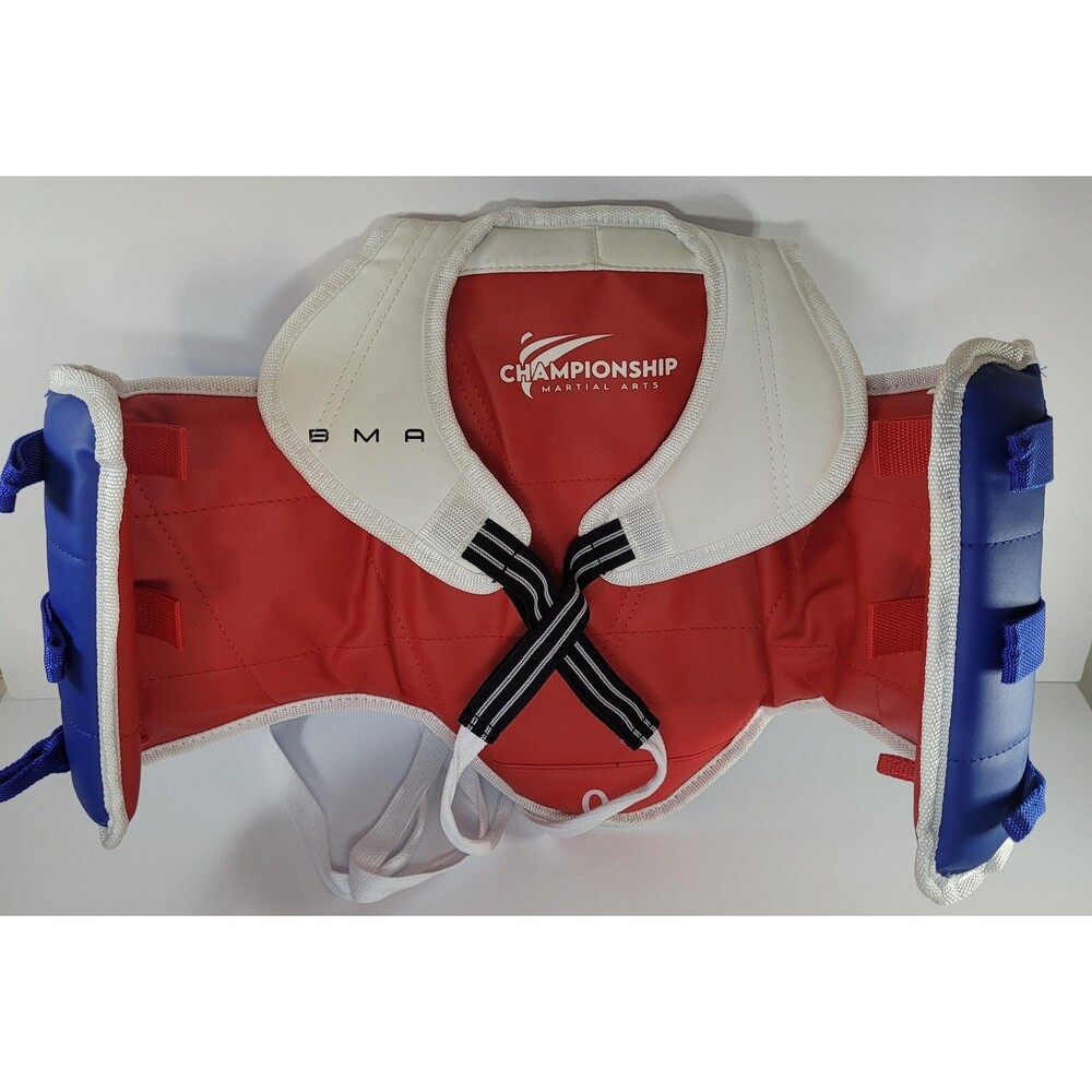 BMA Championship Martial Arts Chest Guard Kids Small Reversible Red Blue Gear